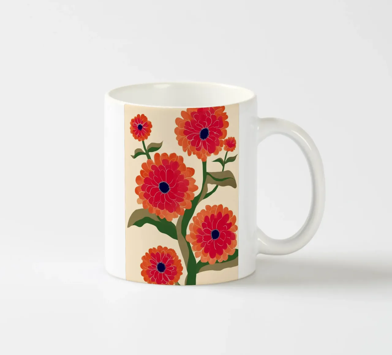 Red Zinnias tazza in ceramica da Flow Line