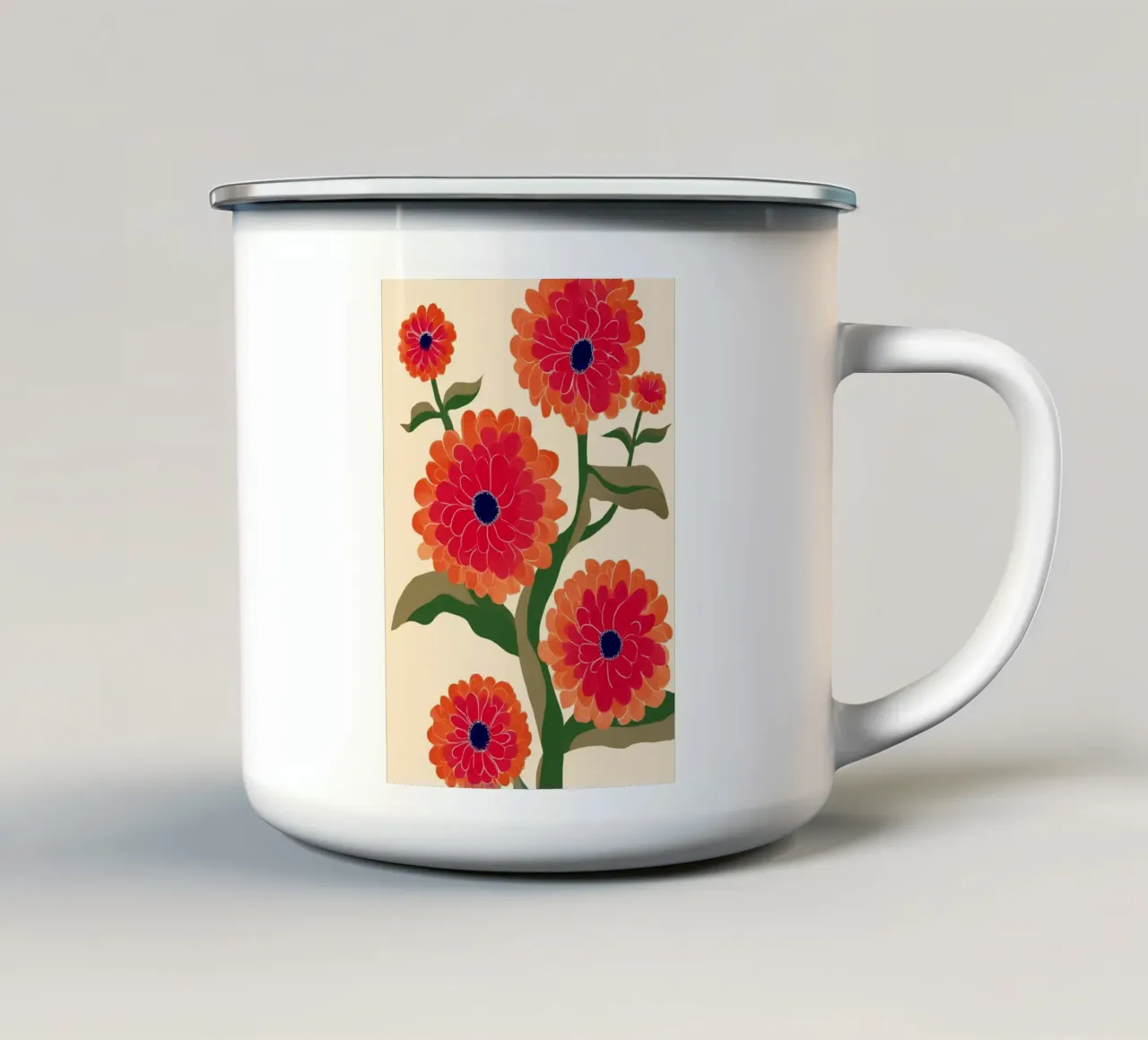 Red Zinnias tazza in smalto da Flow Line
