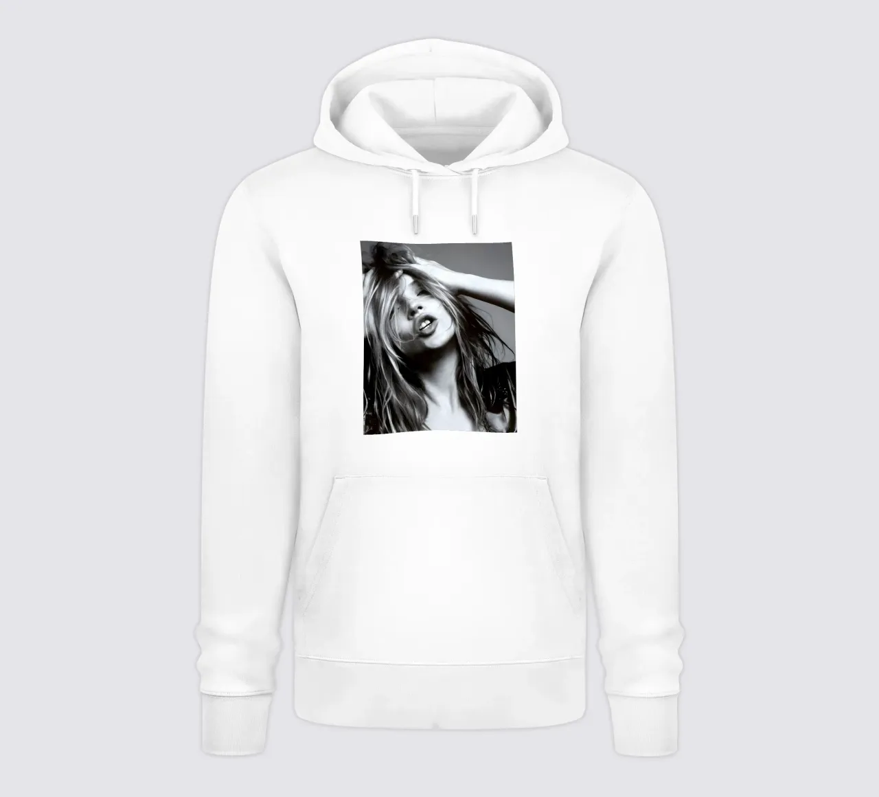 Kate Moss monocromatica felpa con cappuccio da vintage singer