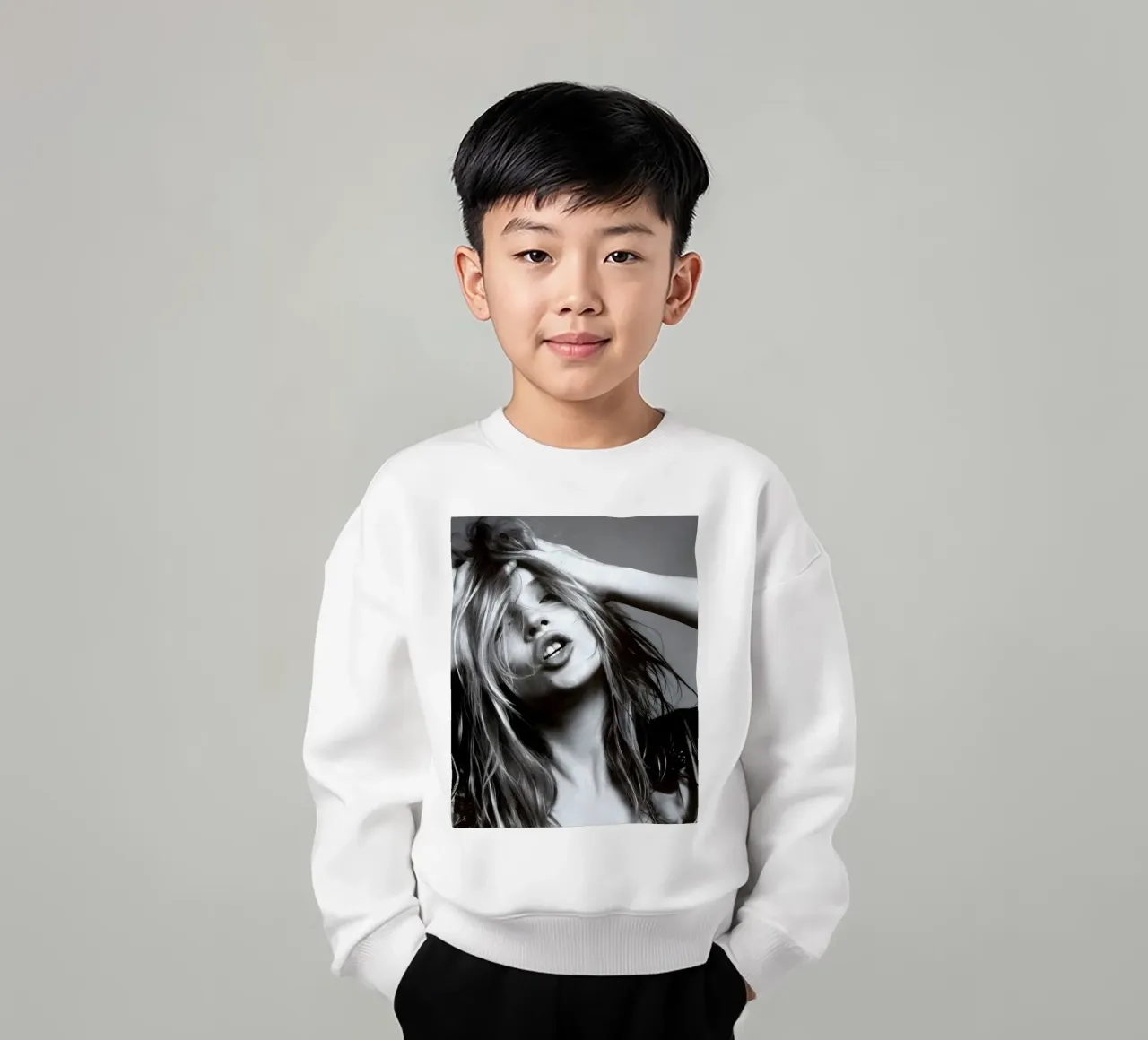 Kate Moss monocromatica felpa bambino da vintage singer