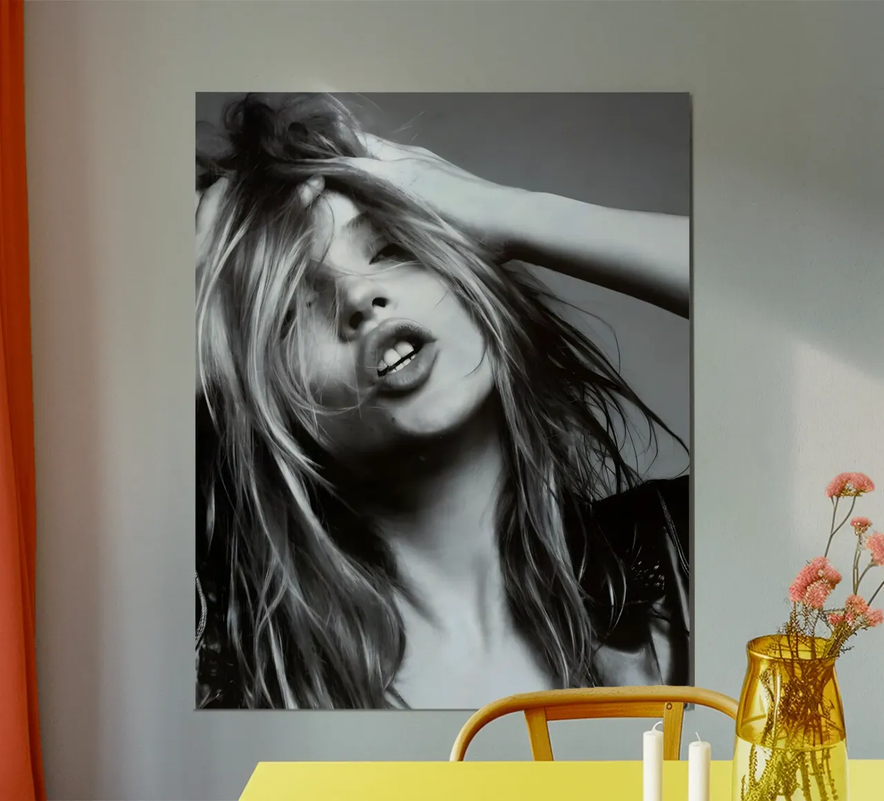 Kate Moss monocromatica poster da vintage singer