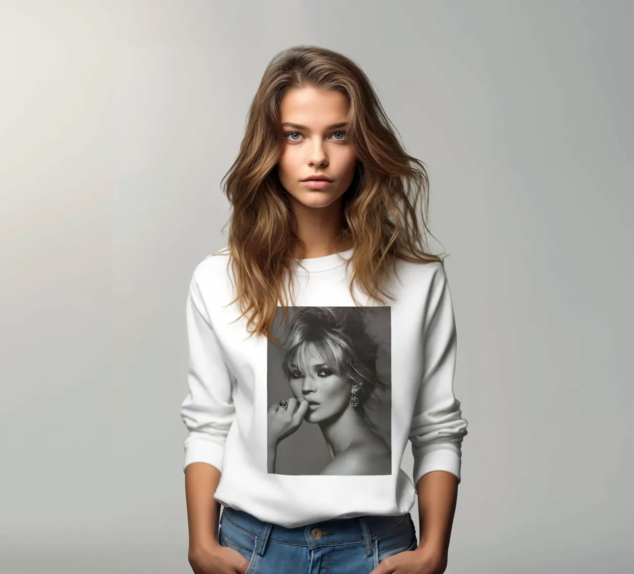 Ritratto Kate Moss felpa da vintage singer
