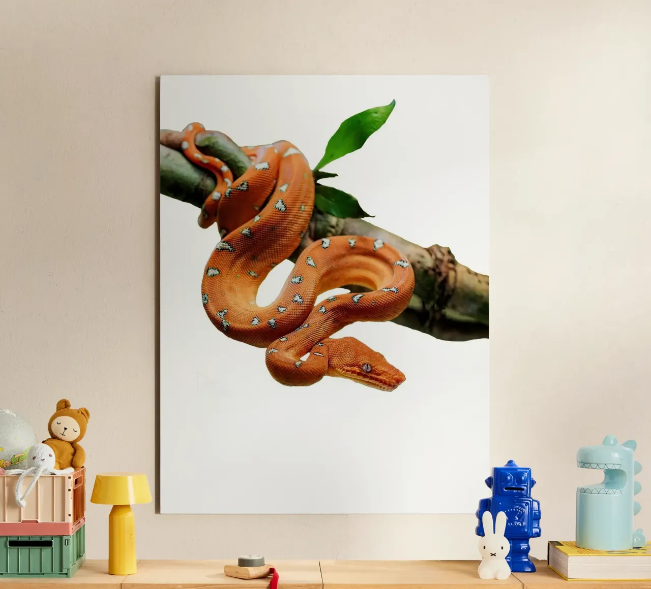 orange boa snake alluminio dibond da Brook Soul King