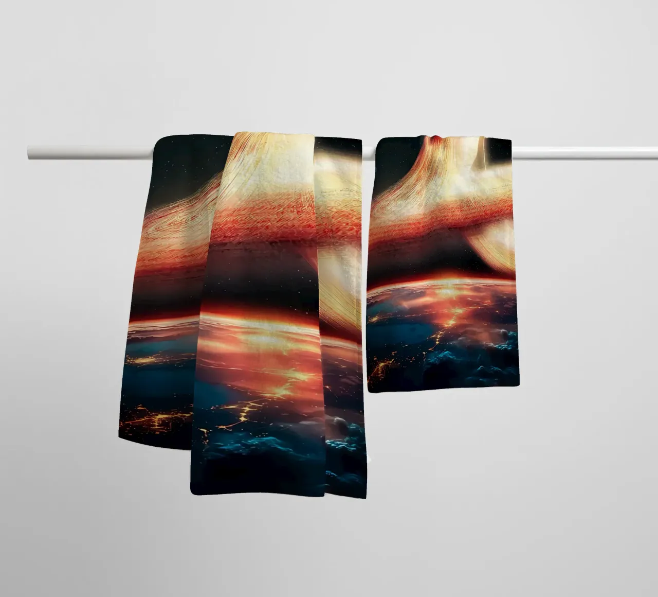 Black Hole & Planet Earth Outer Space towel by ShopByHaru