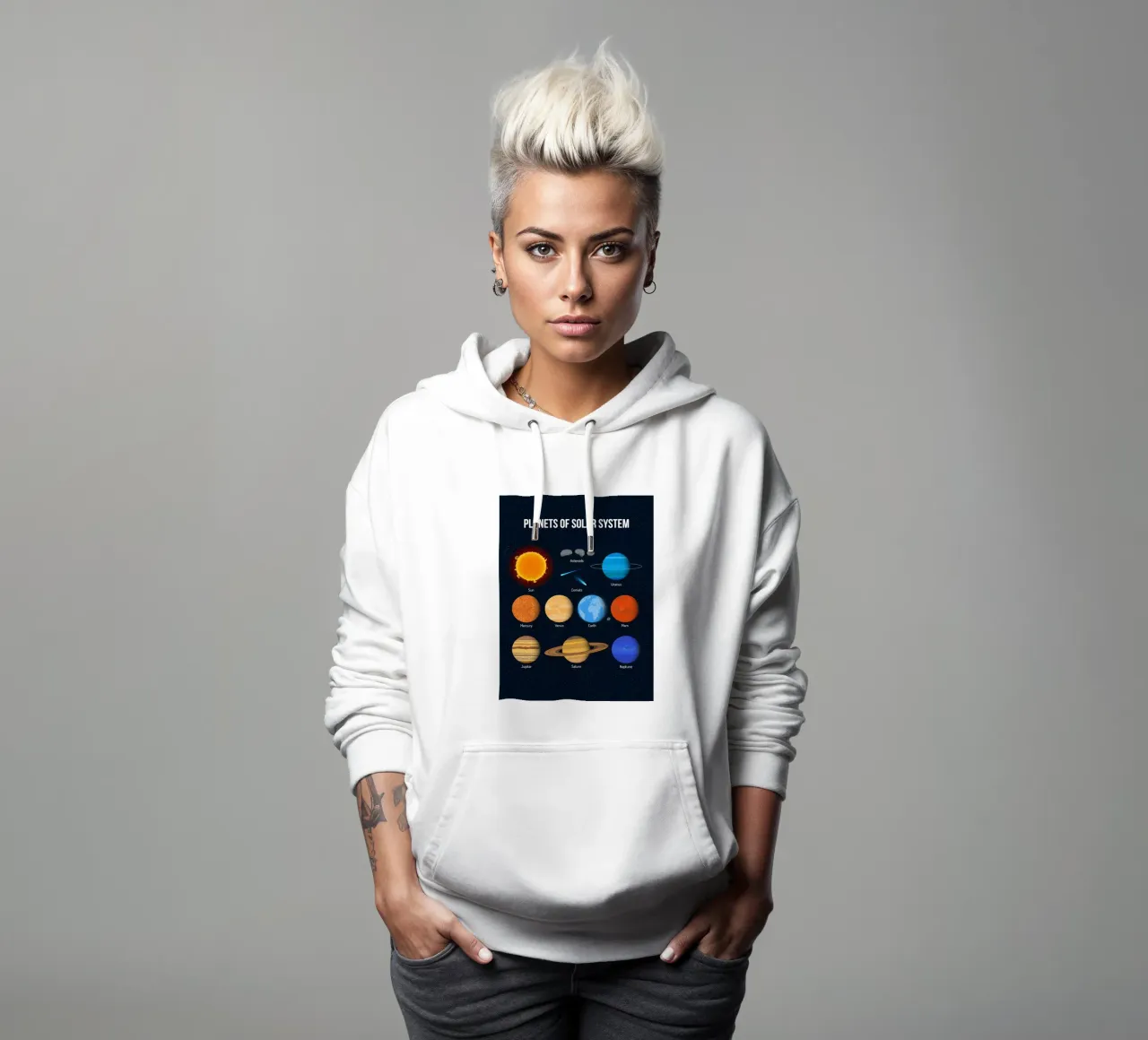 Grafico dei pianeti del sistema solare felpa con cappuccio da ShopByHaru