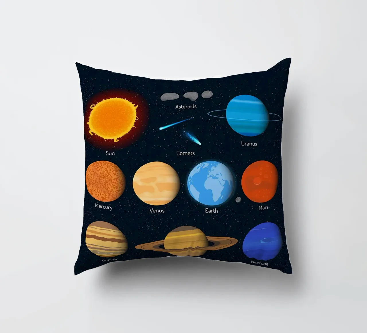 Grafico dei pianeti del sistema solare cuscino da ShopByHaru