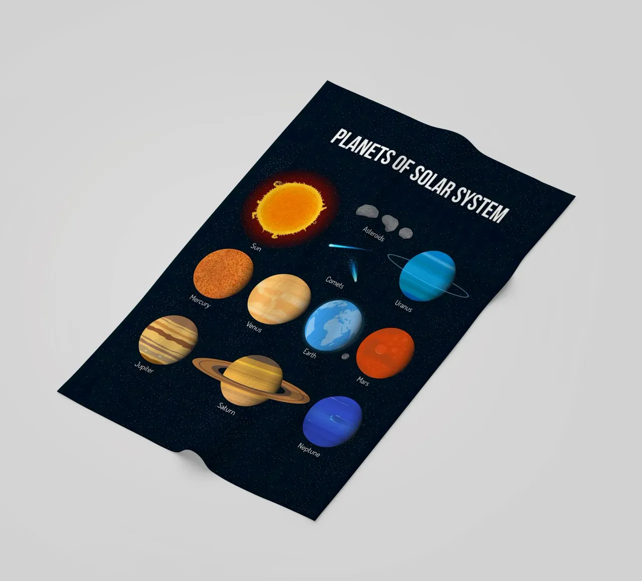 Grafico dei pianeti del sistema solare telo mare da ShopByHaru