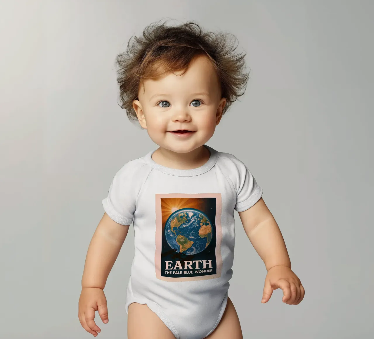 Erde_ Das blassblaue Wunder Kurzarm Babybody von ShopByHaru