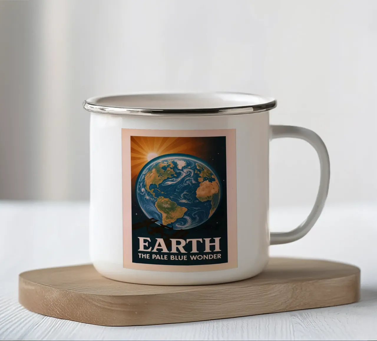 Terra_ La pallida meraviglia blu tazza in smalto da ShopByHaru