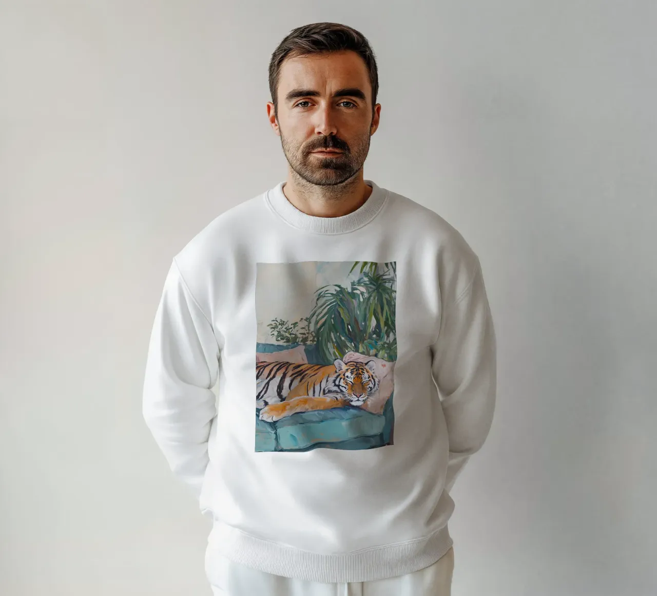 Tigre Piante Botaniche Divano Pastello Pittura ad olio felpa da Euphoria Theresa