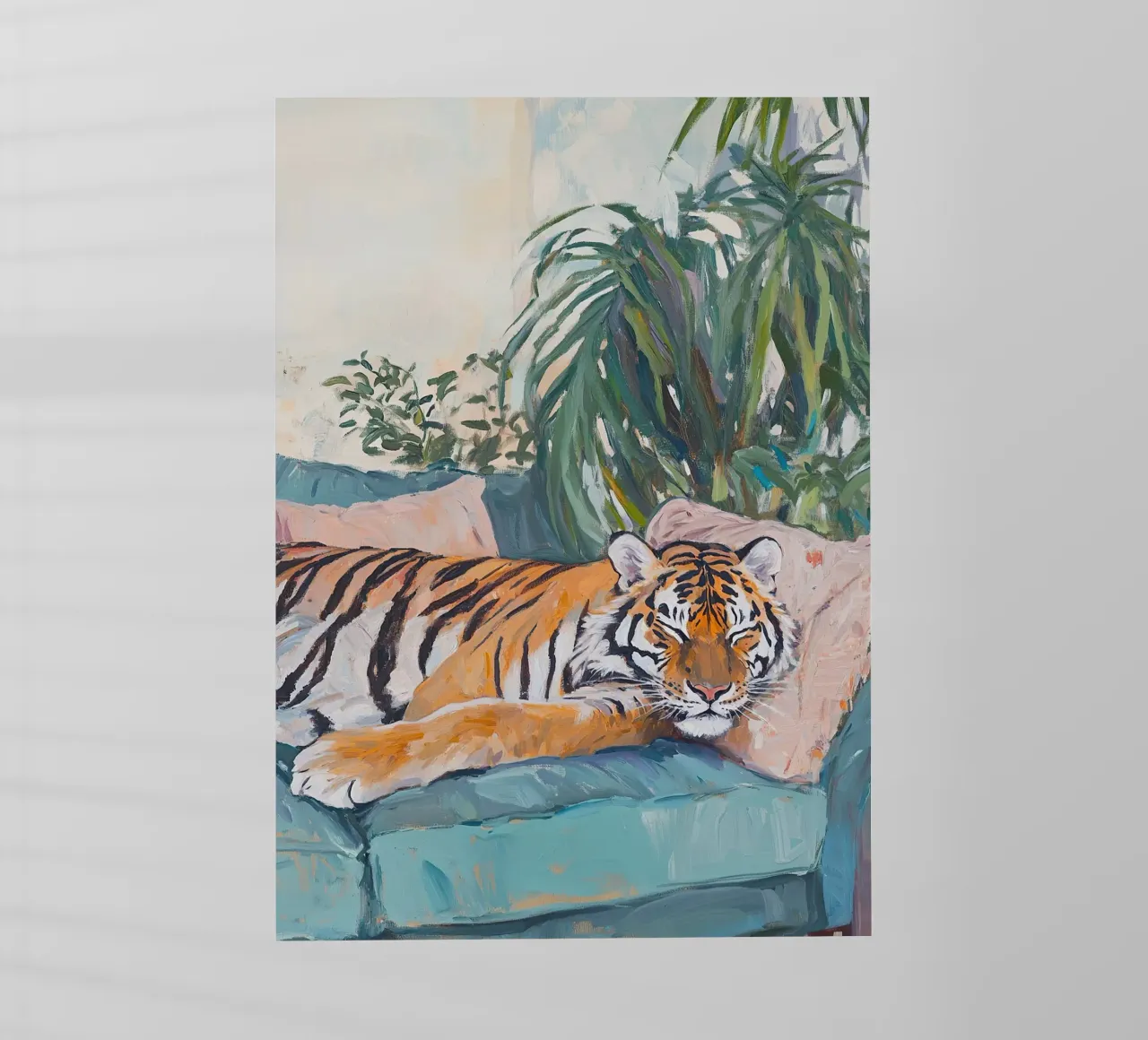 Tigre Piante Botaniche Divano Pastello Pittura ad olio pellicola backlit da Euphoria Theresa