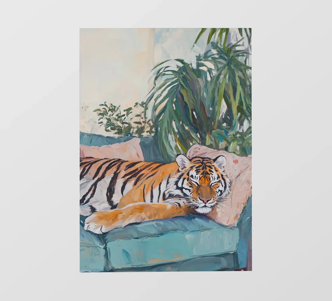 Tigre Piante Botaniche Divano Pastello Pittura ad olio pellicola backlit da Euphoria Theresa