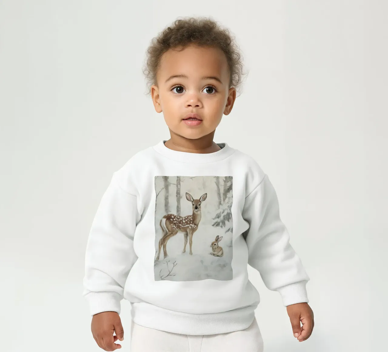 Impresión artística de ciervos y liebres en invierno sudadera de bebé de Cozy Vibes