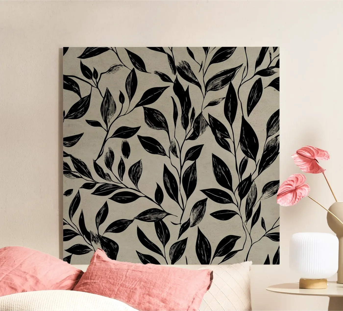 Black Leaves acrylic glass by Vivi Nicolin