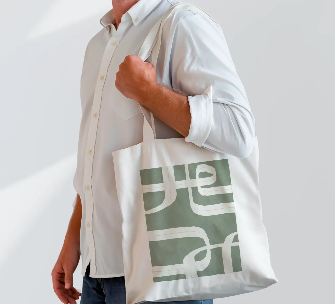 Abstract Lines II borsa in juta da Flow Line