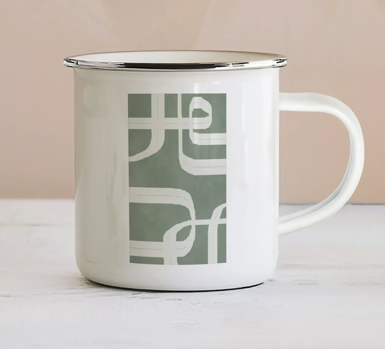 Abstract Lines II Emaille Tasse von Flow Line