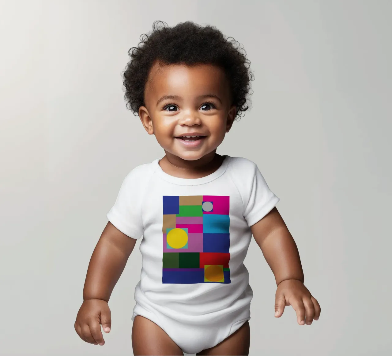 rectangle and circle short-sleeve baby romper by Plumpz