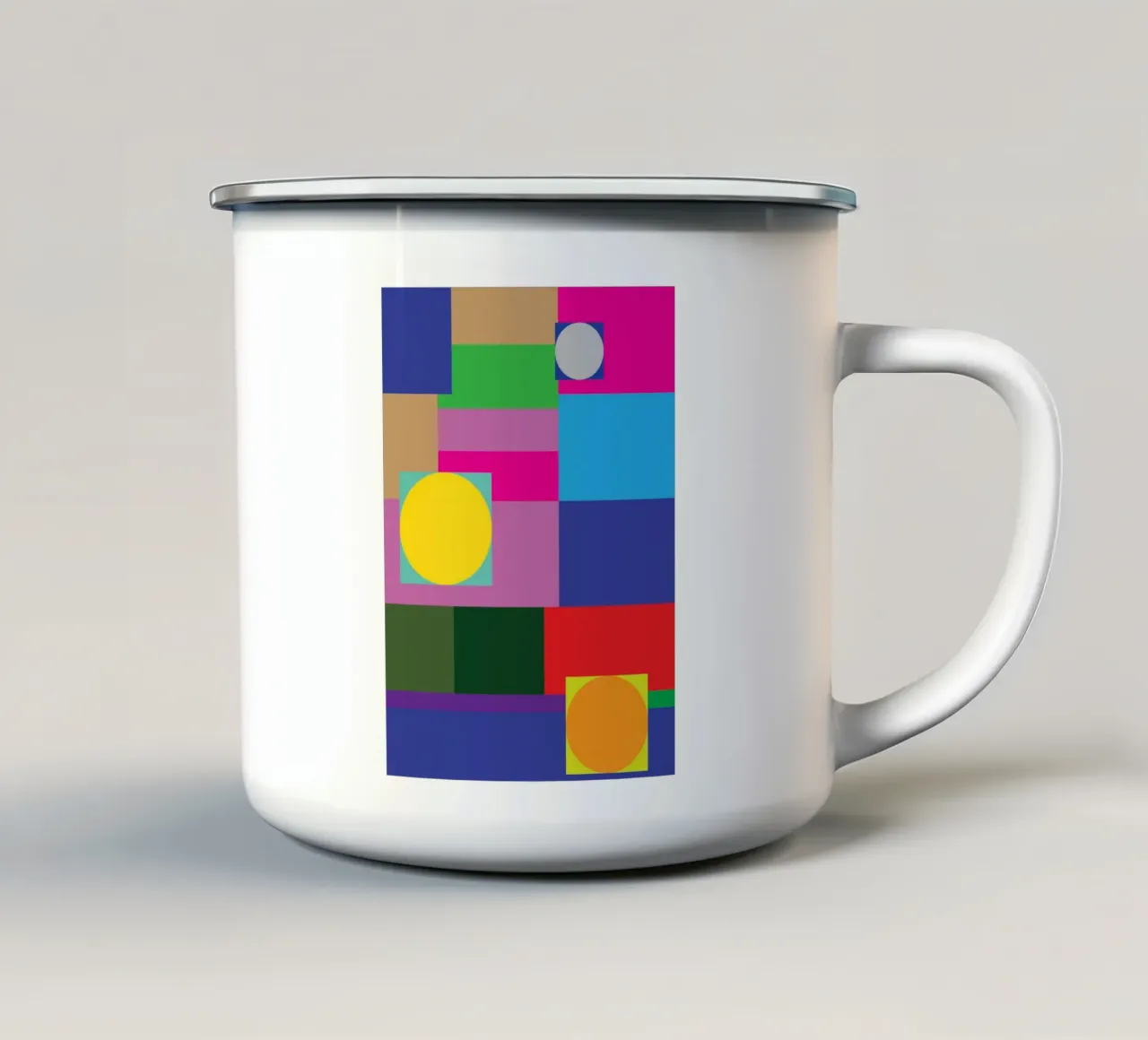 rectangle and circle enamel mug by Plumpz