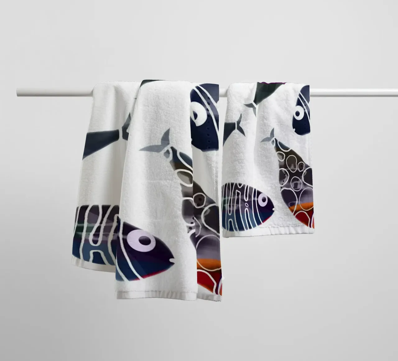 Pesce colorato asciugamano da bagno da beamorello