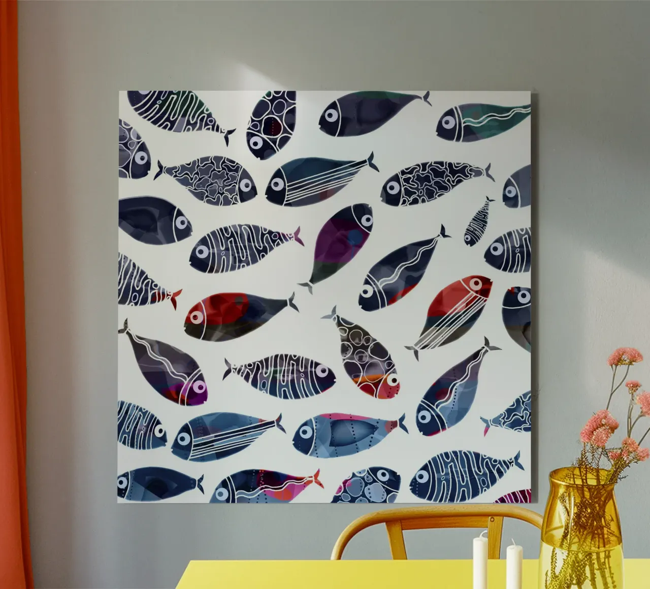 Kleurrijke vissen aluminium-dibond van beamorello