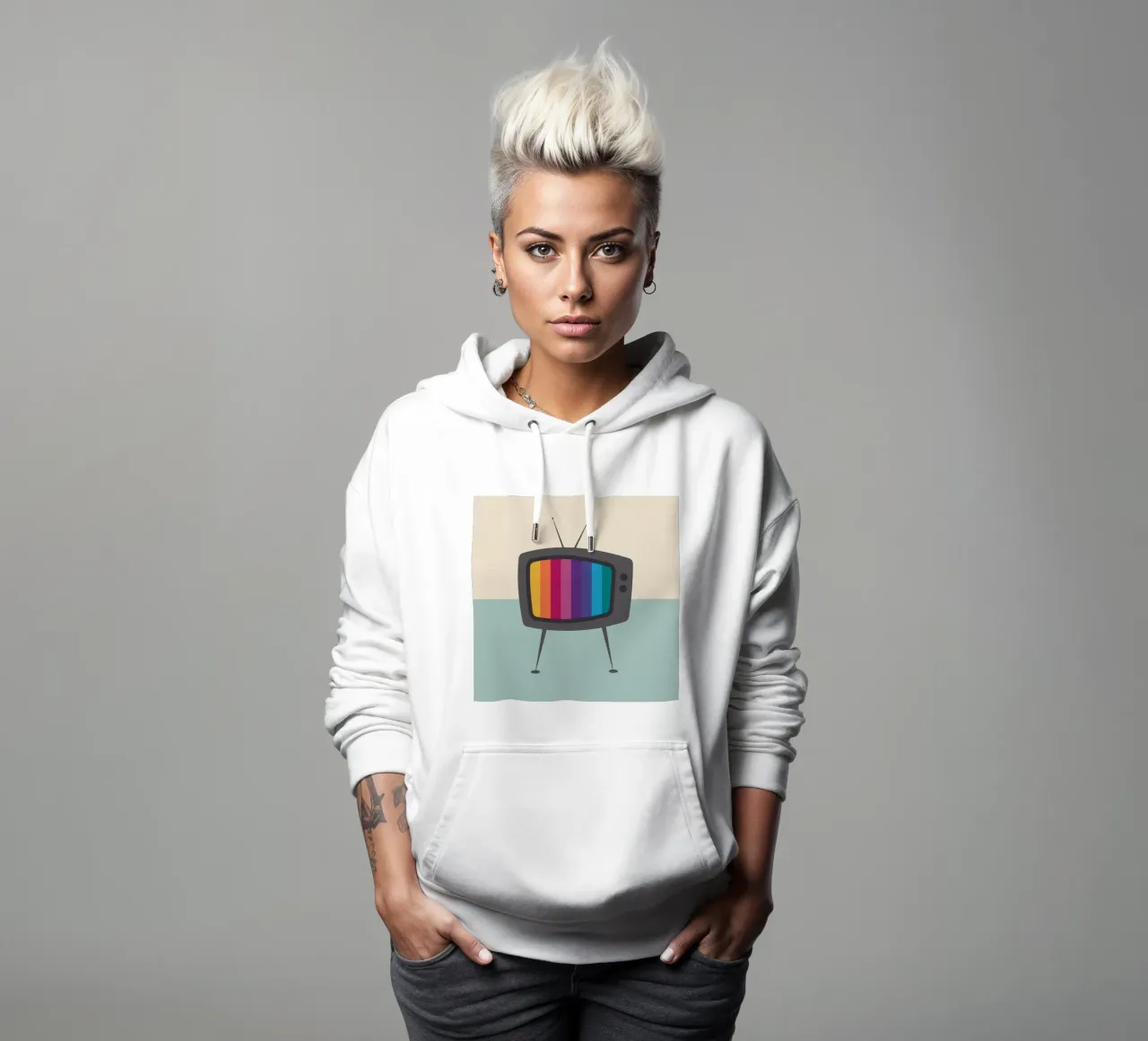 Televisione retrò felpa con cappuccio da Kim Hubball Studio
