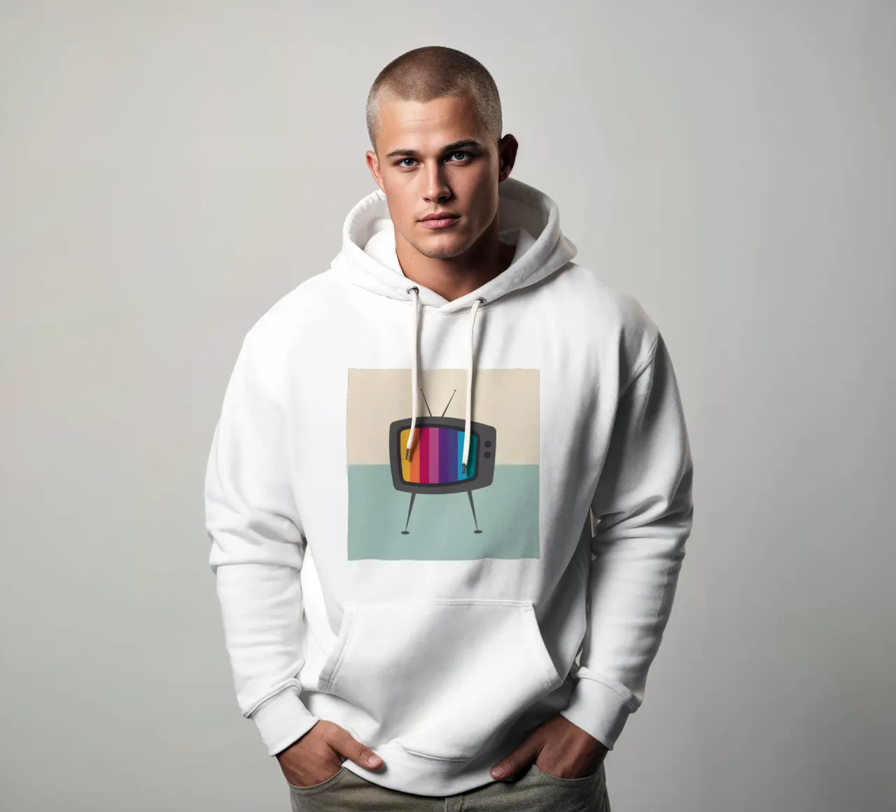 Televisione retrò felpa con cappuccio da Kim Hubball Studio