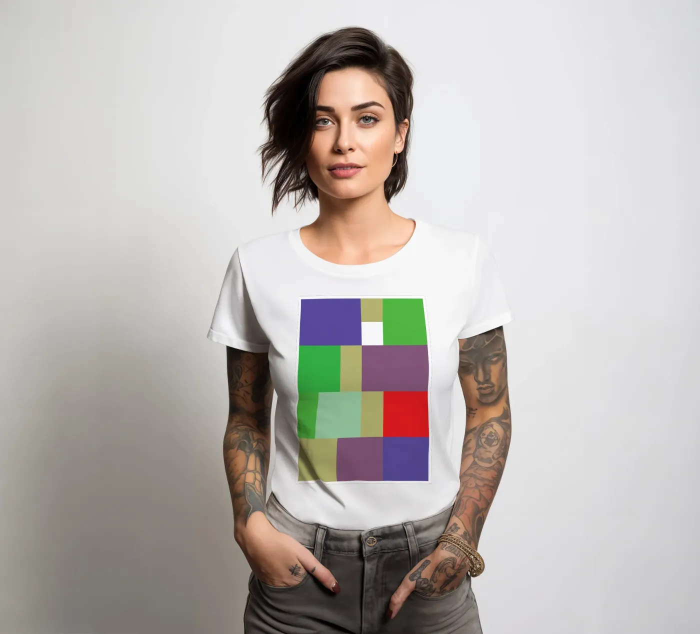 rectangle vector colour t-shirt da donna da Plumpz