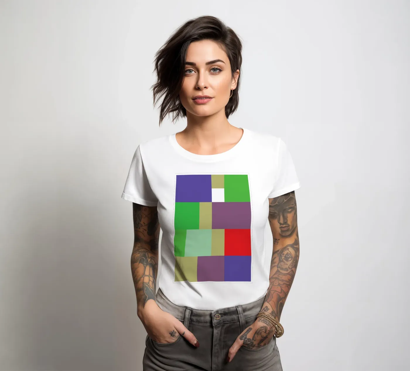 rectangle vector colour t-shirt da donna da Plumpz