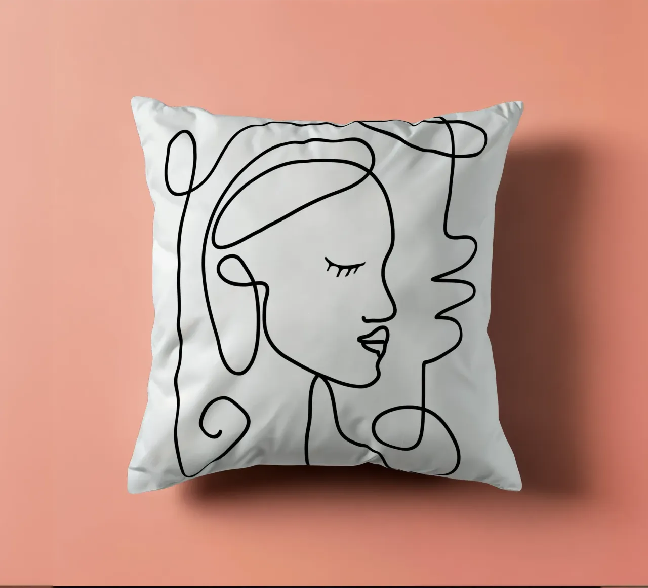 One Line Portrait 1 cuscino da Flow Line