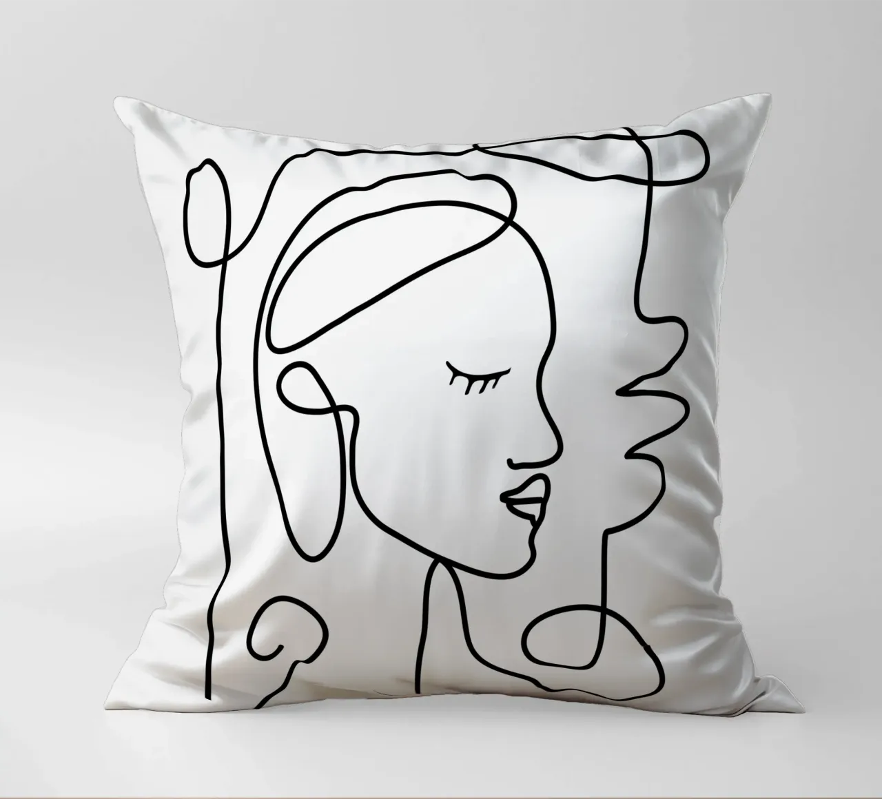 One Line Portrait 1 cuscino da Flow Line