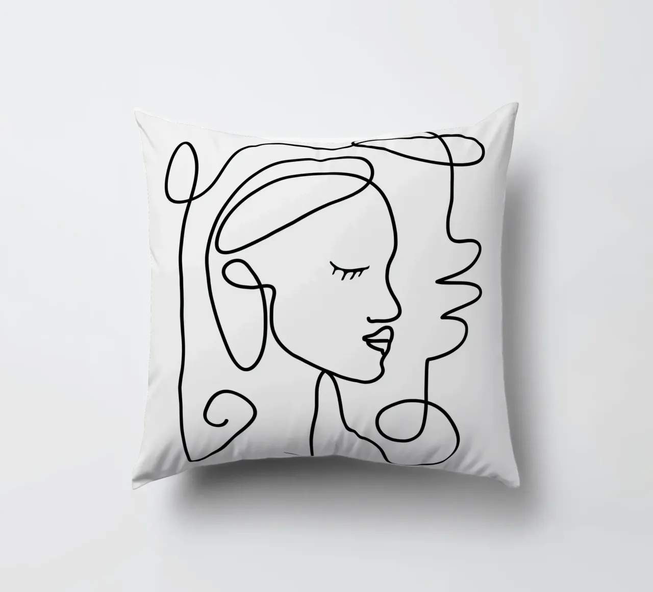 One Line Portrait 1 cuscino da Flow Line
