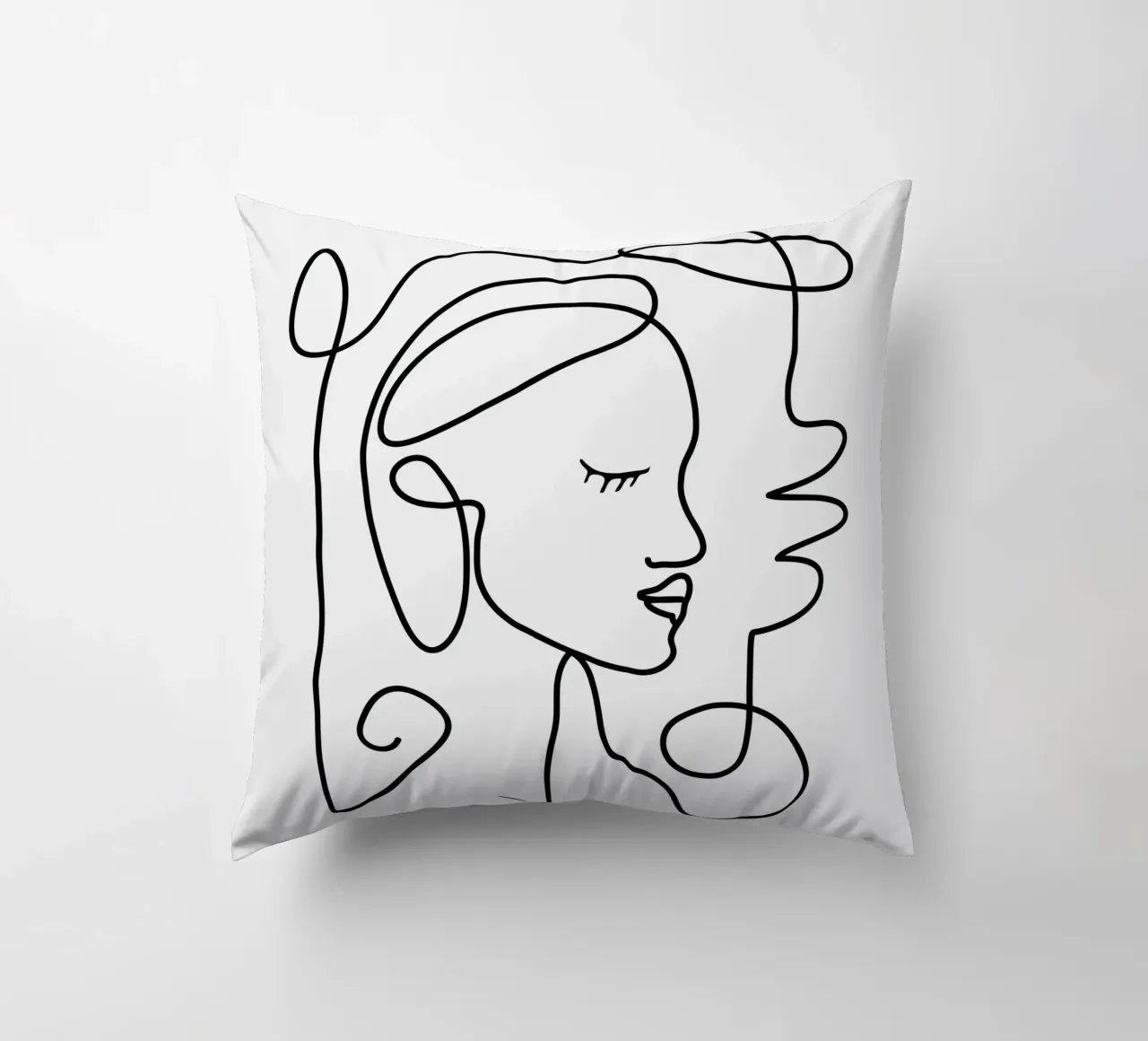 One Line Portrait 1 cuscino da Flow Line