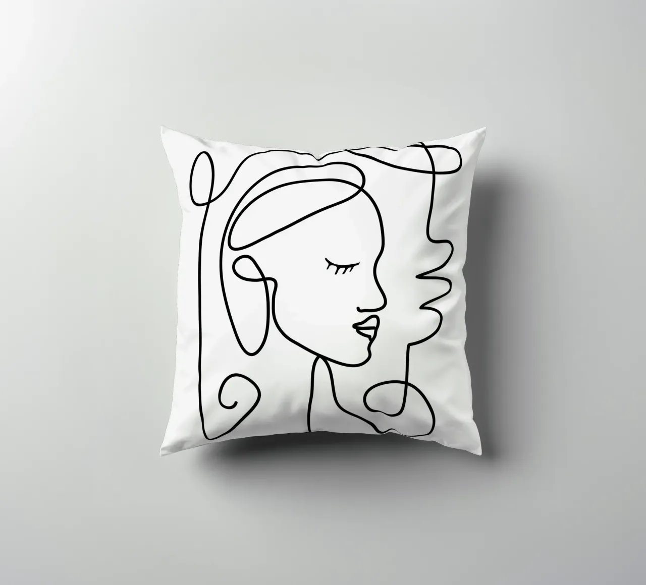One Line Portrait 1 cuscino da Flow Line