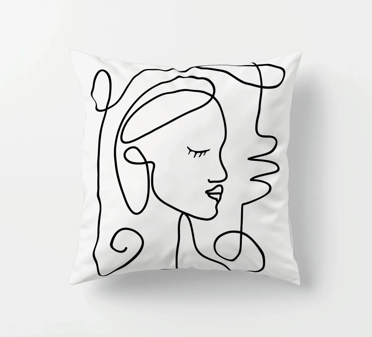 One Line Portrait 1 cuscino da Flow Line