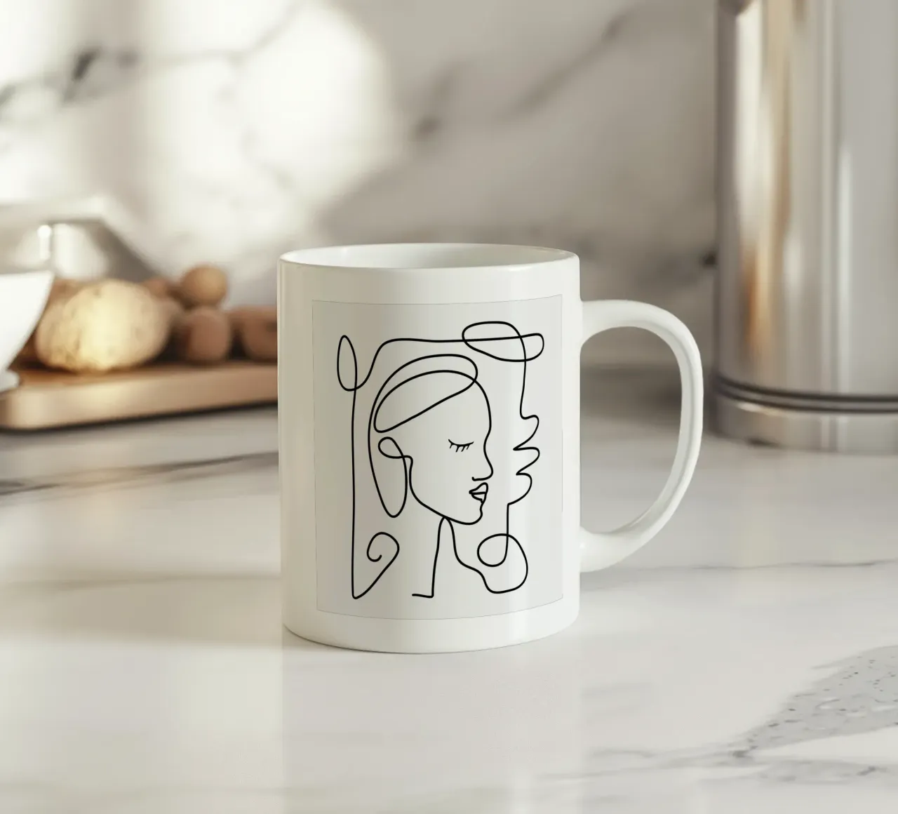 One Line Portrait 1 tazza in ceramica da Flow Line