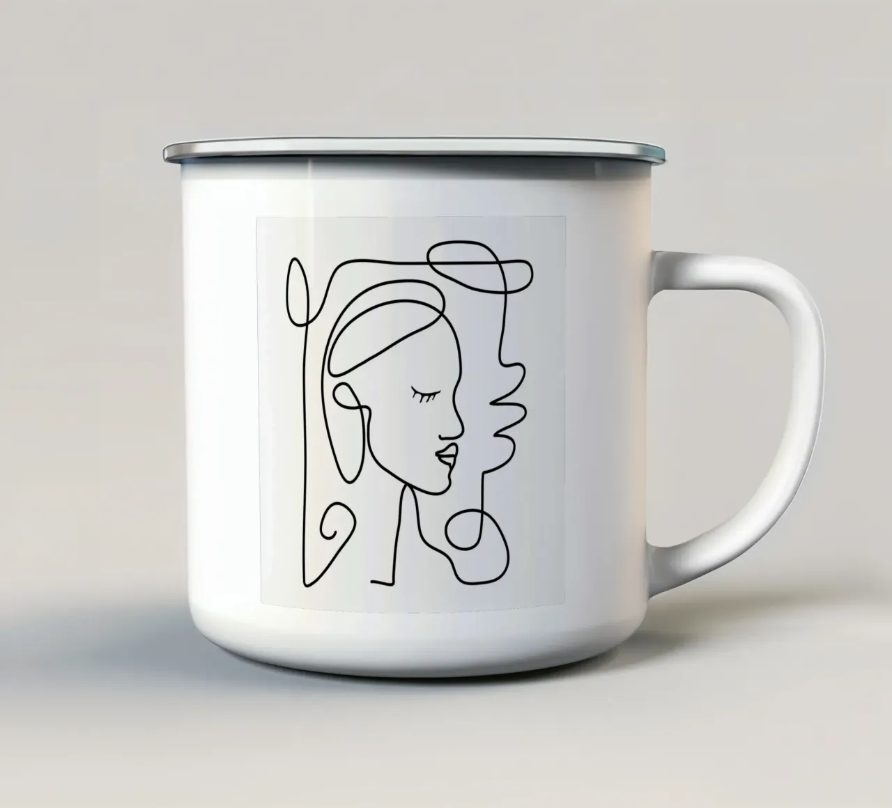 One Line Portrait 1 emaille mok van Flow Line