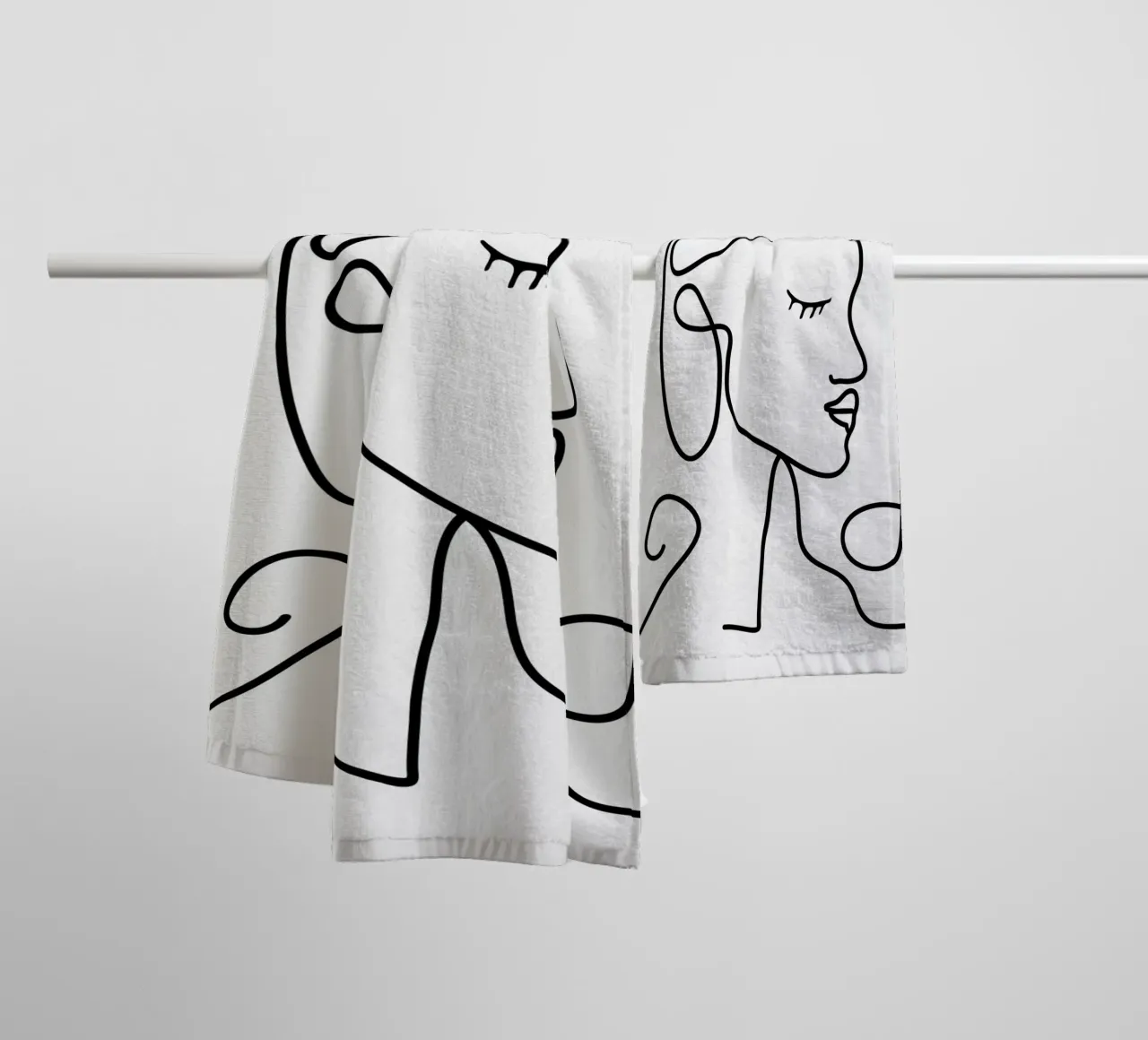 One Line Portrait 1 asciugamano da bagno da Flow Line