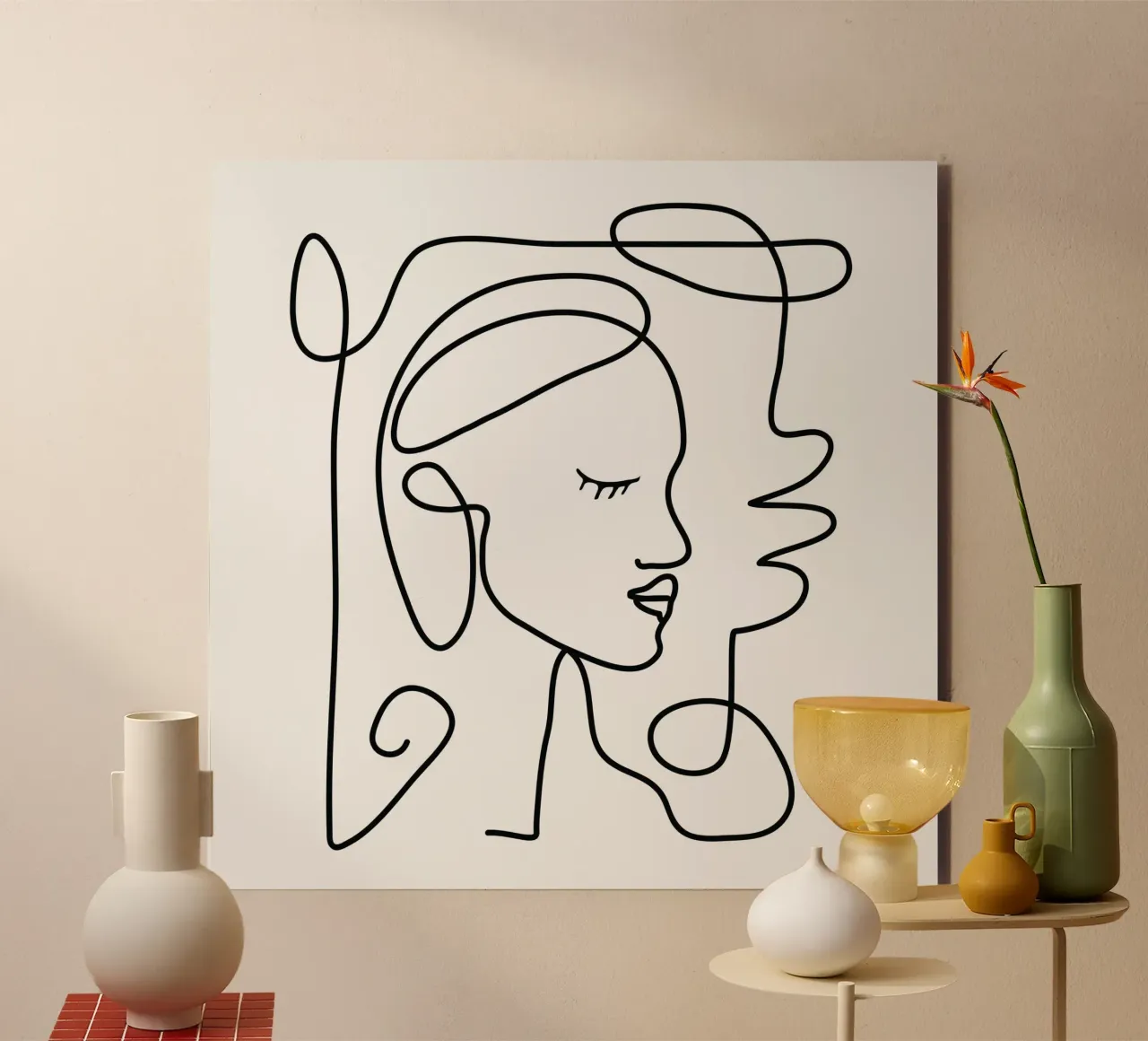 One Line Portrait 1 alluminio dibond da Flow Line