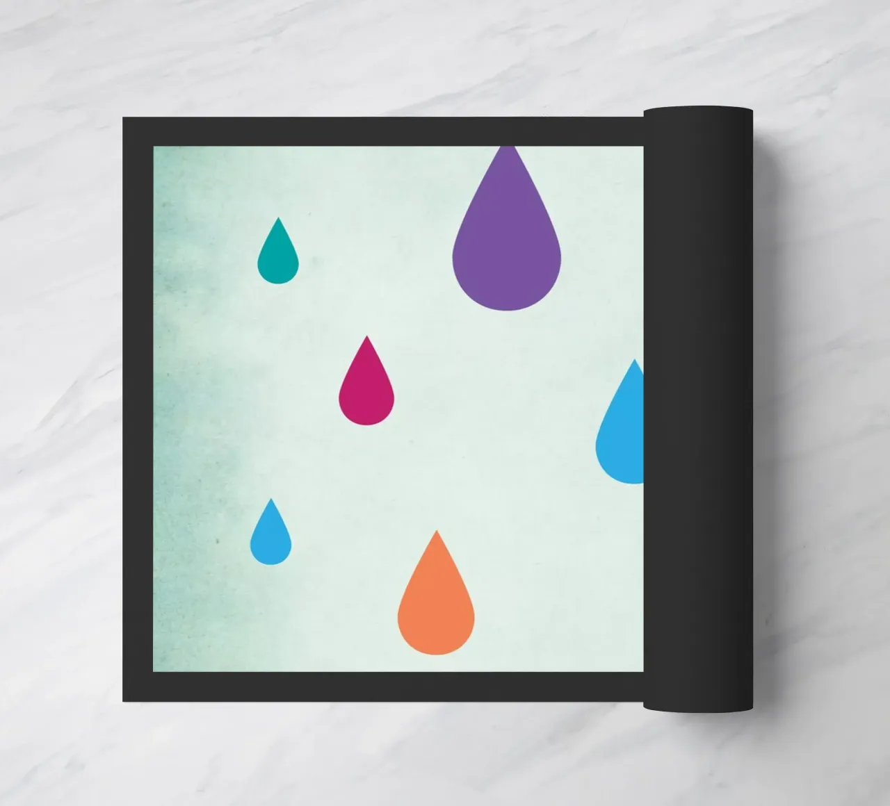 Rainbow Raindrops doormat by Kim Hubball Studio