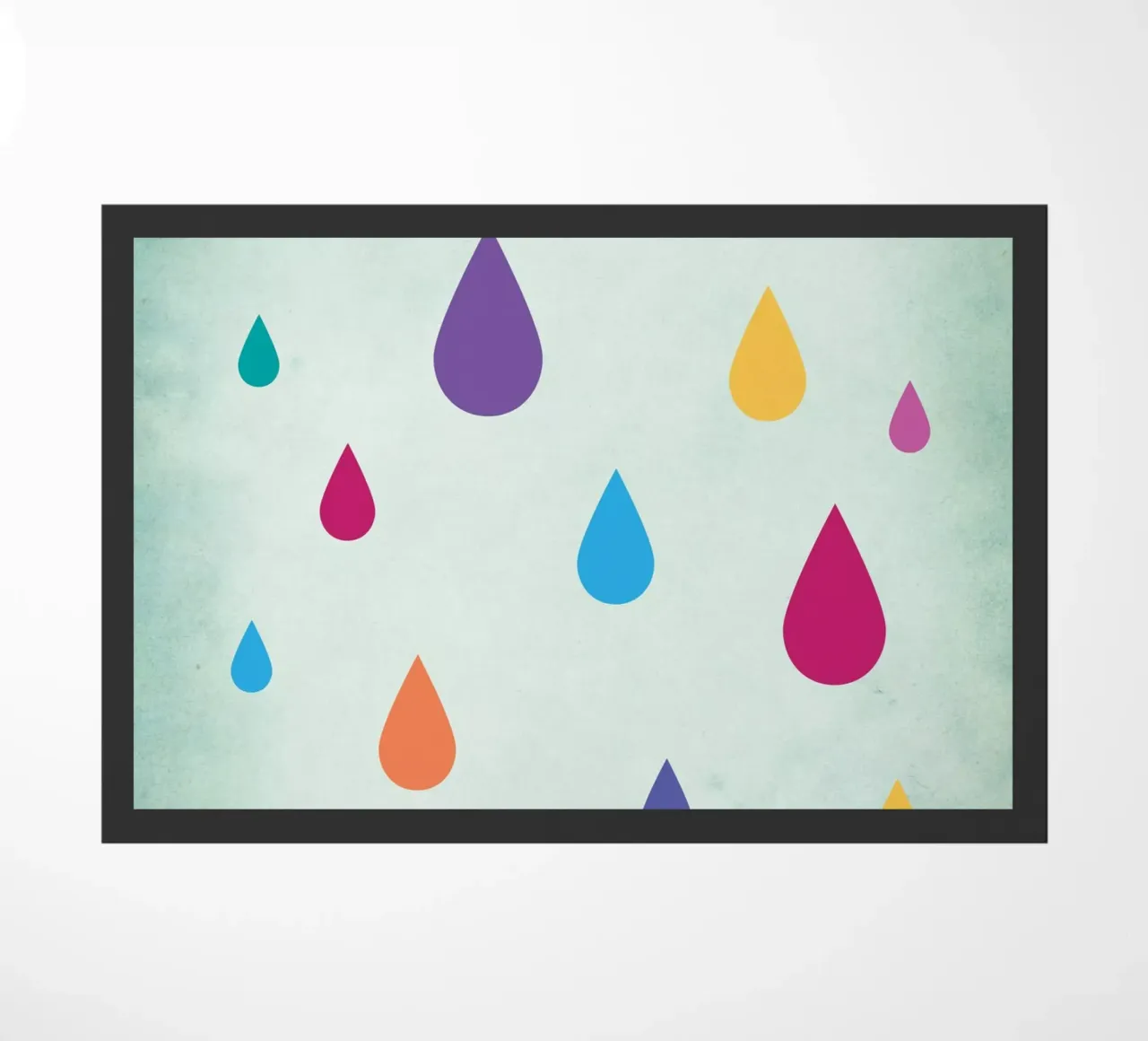 Rainbow Raindrops doormat by Kim Hubball Studio