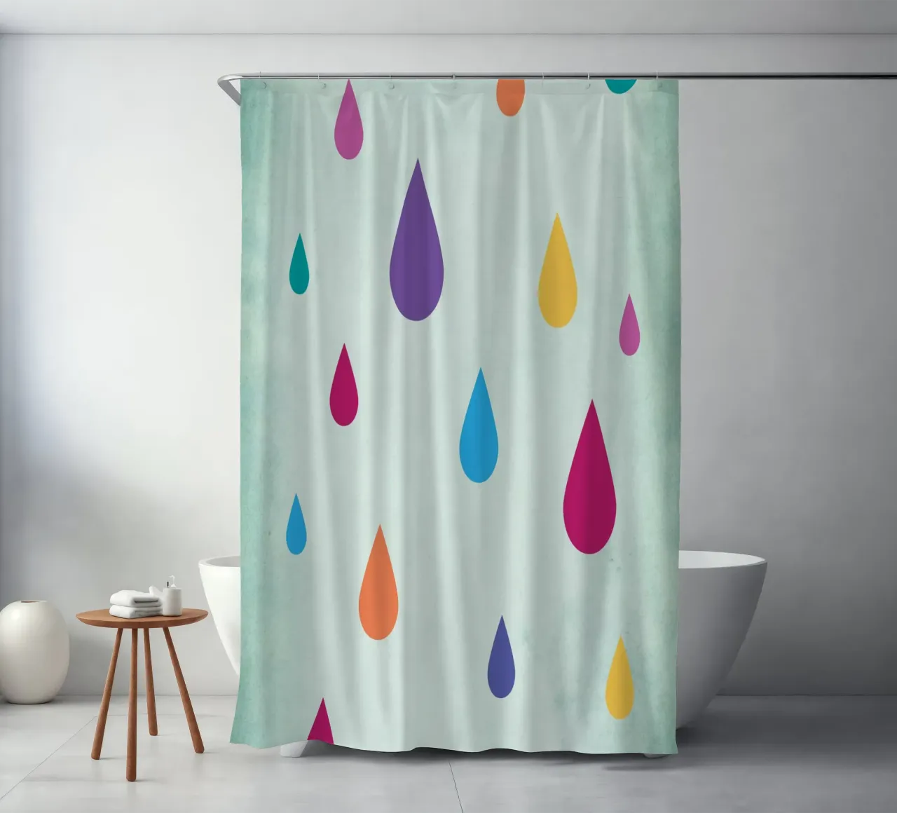 Gocce di pioggia arcobaleno tenda da doccia da Kim Hubball Studio