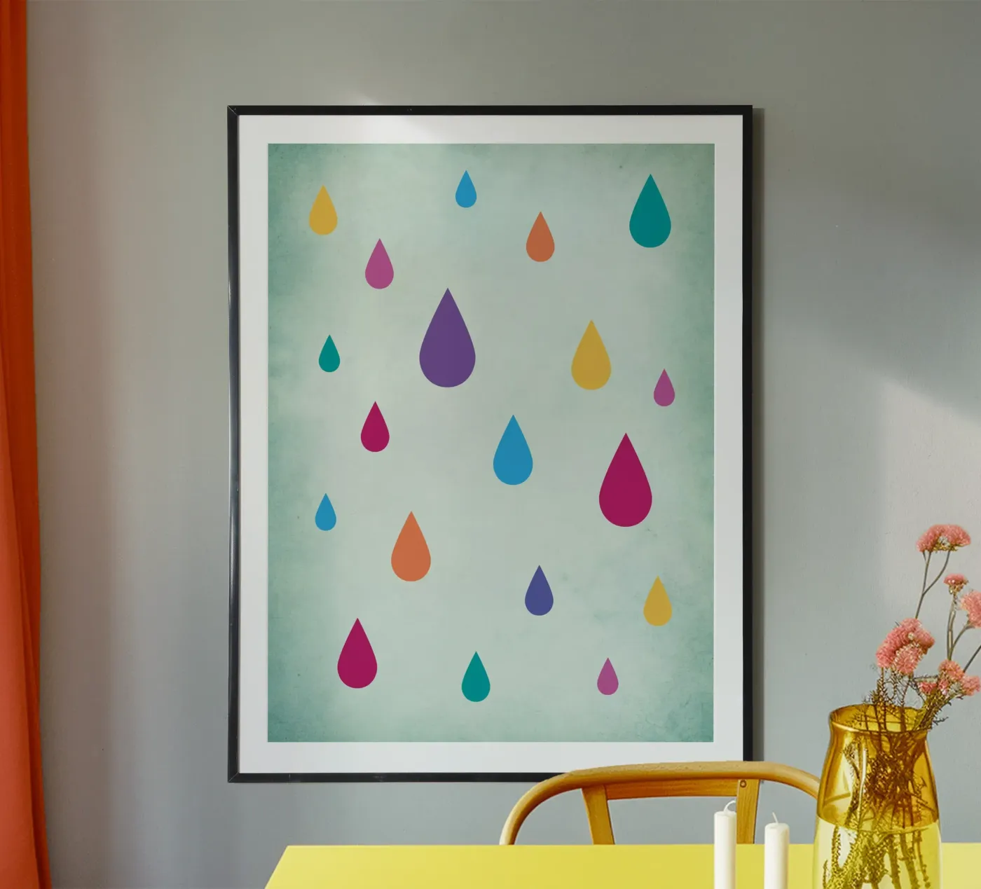Rainbow Raindrops poster da Kim Hubball Studio
