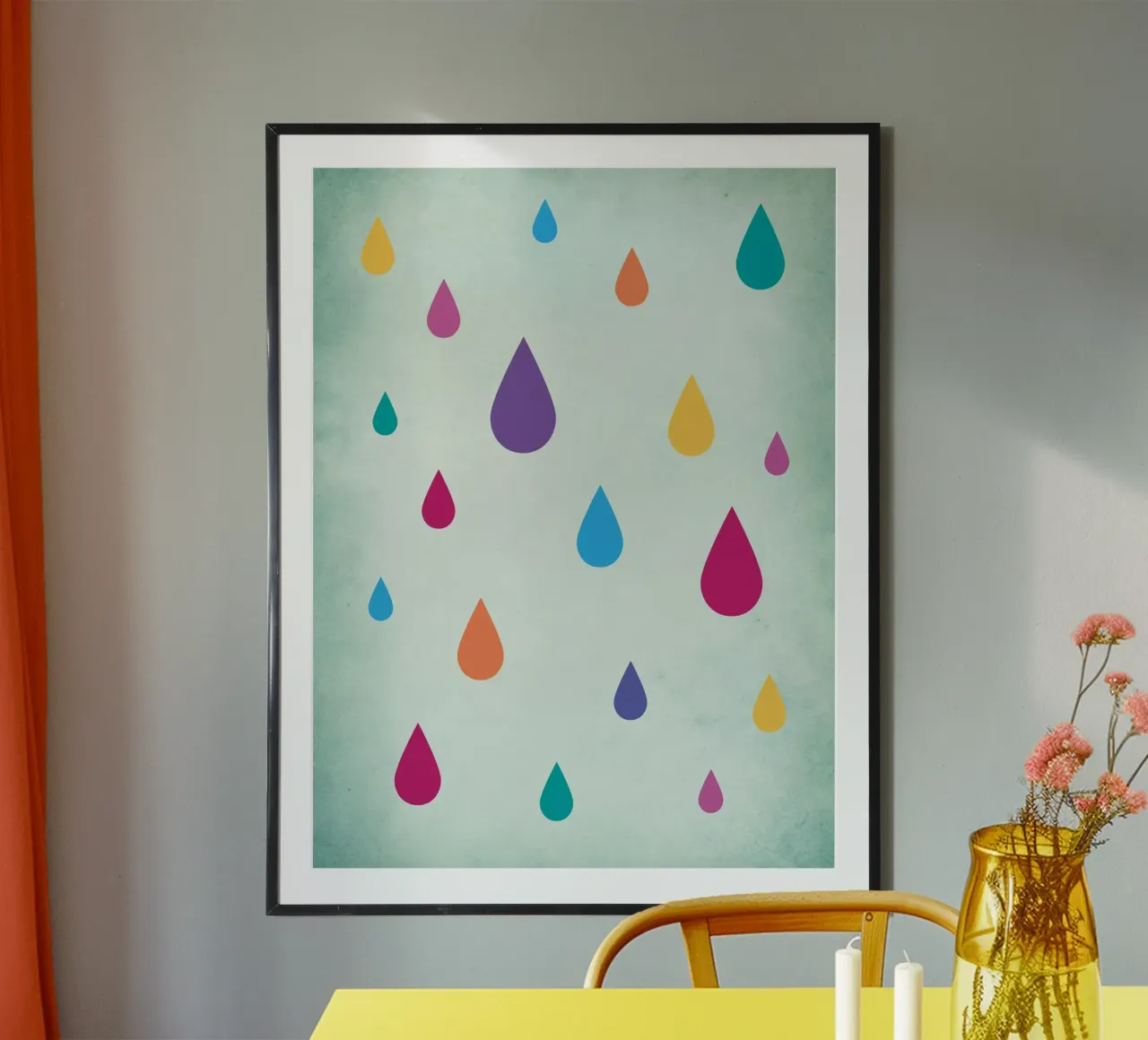Rainbow Raindrops poster by Kim Hubball Studio