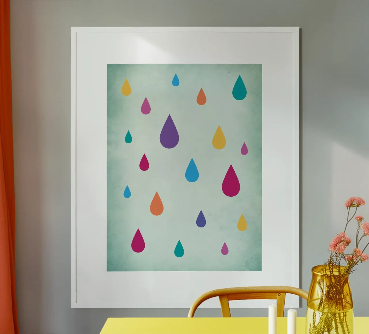 Rainbow Raindrops poster by Kim Hubball Studio