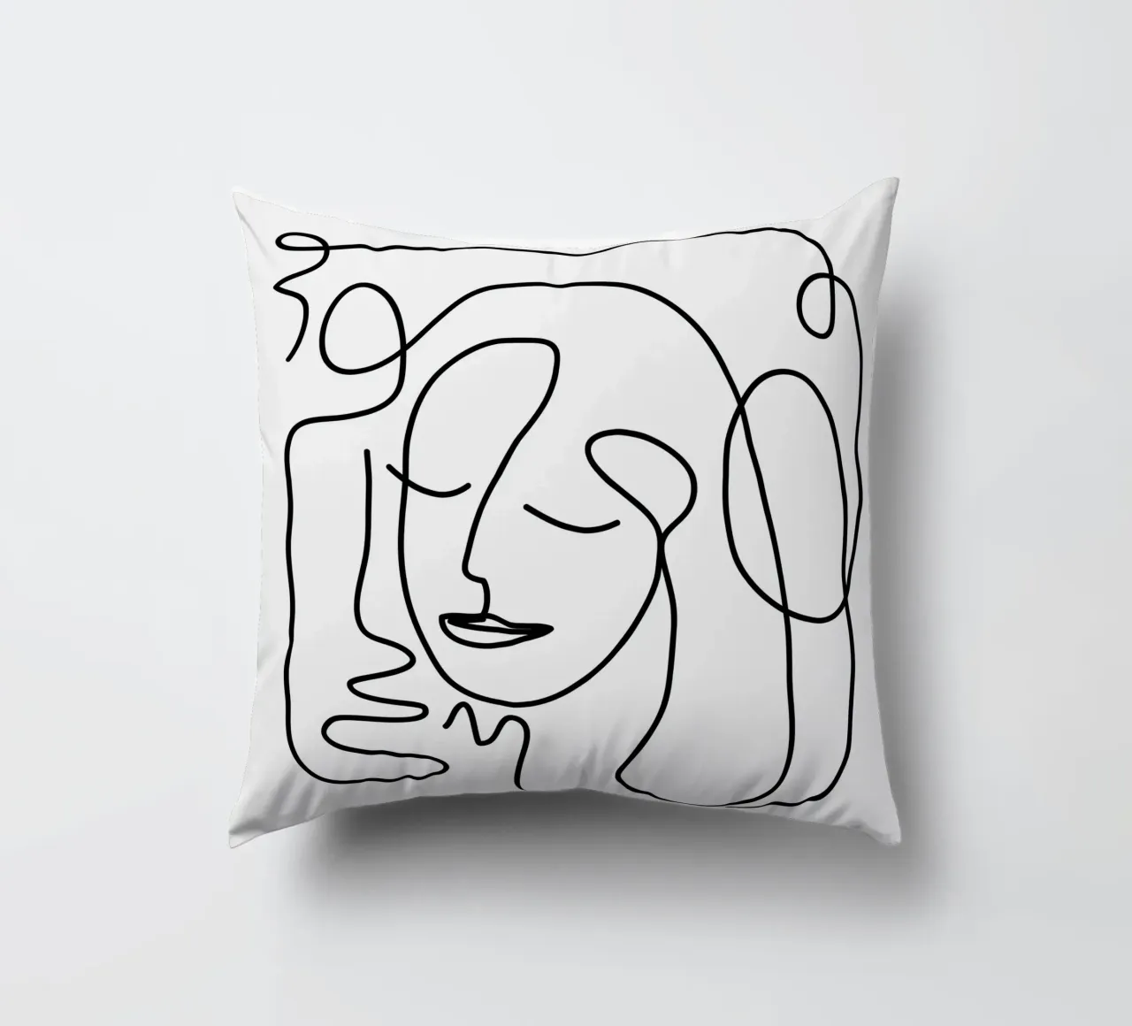 One Line Portrait 2 cuscino da Flow Line