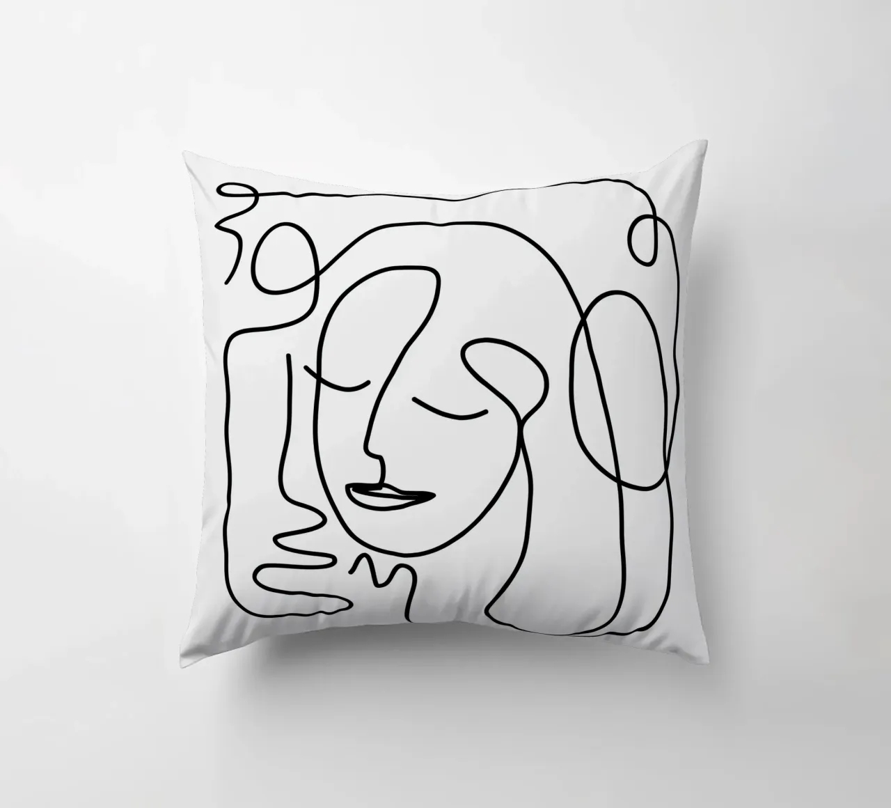 One Line Portrait 2 cuscino da Flow Line