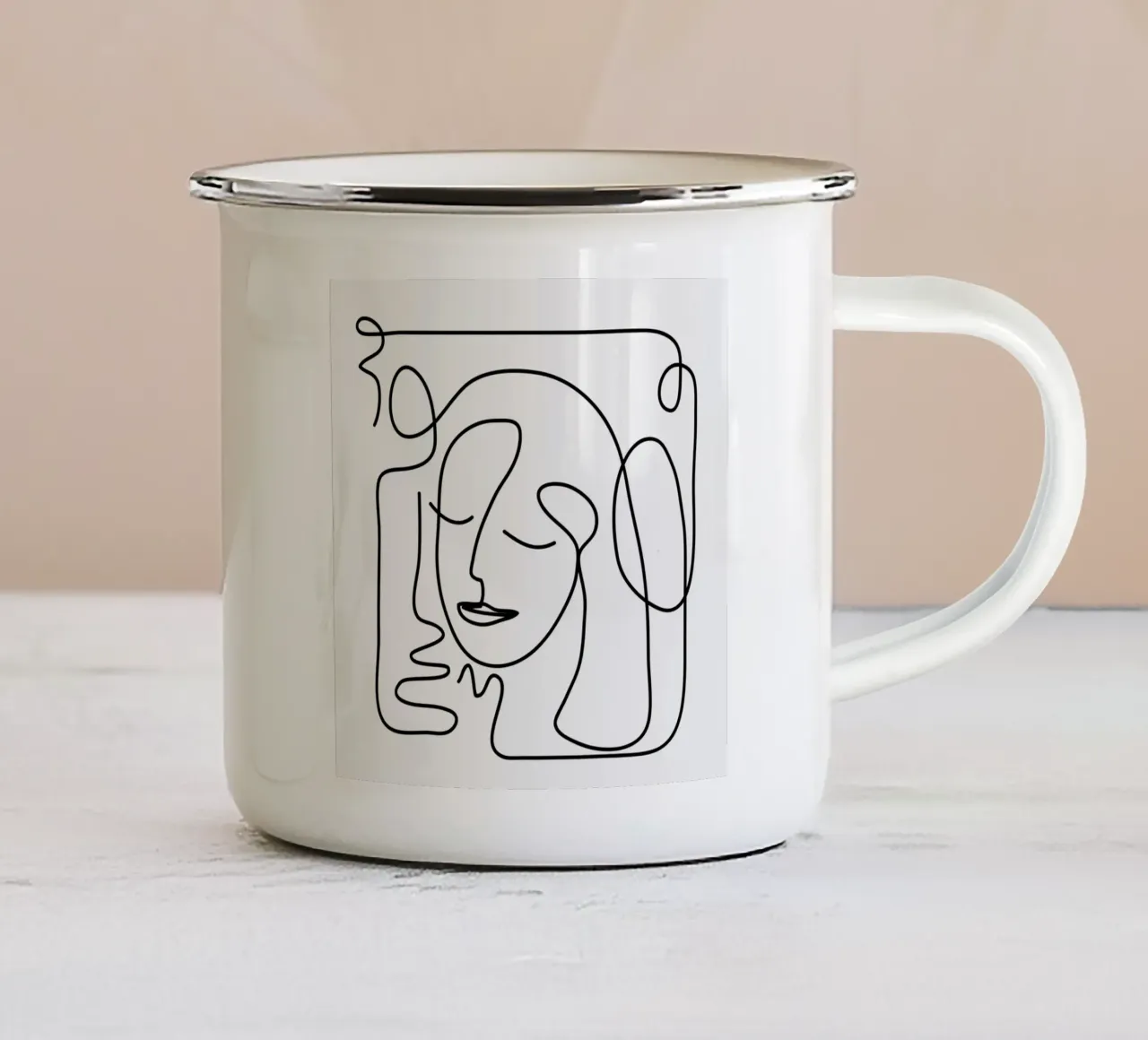 One Line Portrait 2 tazza in smalto da Flow Line