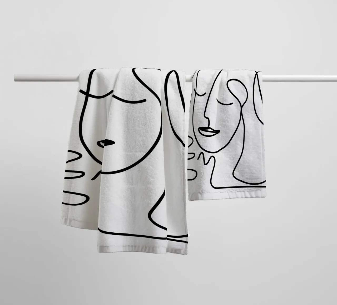 One Line Portrait 2 asciugamano da bagno da Flow Line