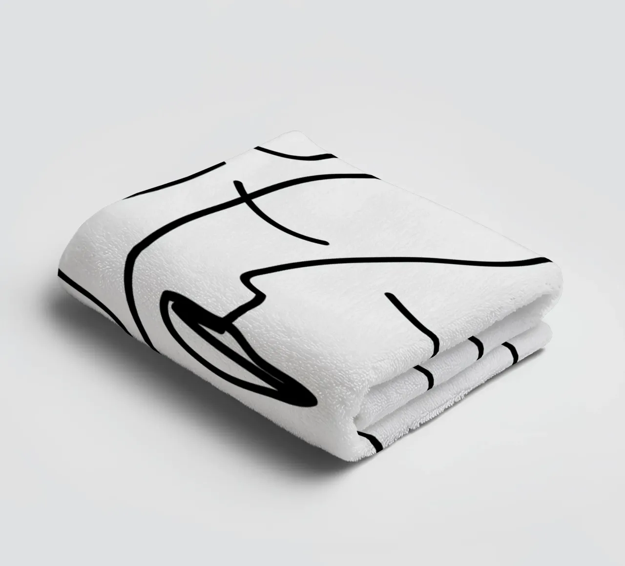 One Line Portrait 2 Handtuch von Flow Line