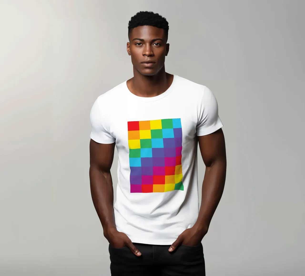 quadrato arcobaleno colore vettoriale t-shirt da Plumpz
